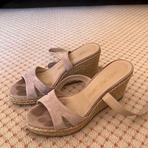 Stuart Weitzman nude suede wedges